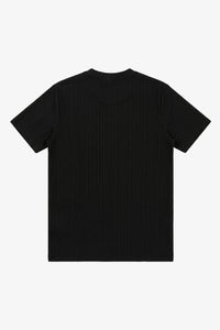 Zwart geribbeld klassiek T-shirt voor heren