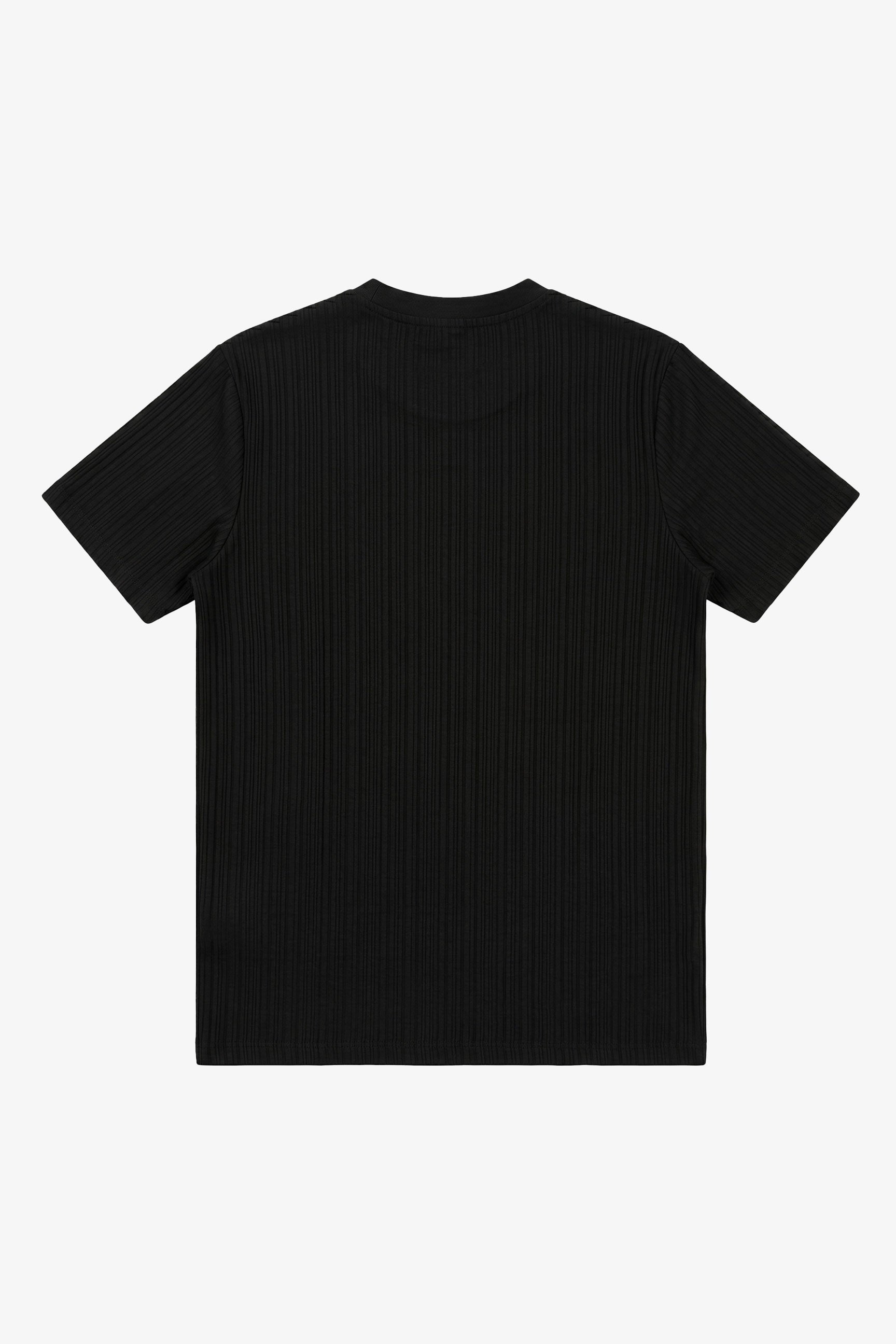 Zwart geribbeld klassiek T-shirt voor heren