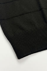 Zwart gebreid T-shirt met textuur voor heren