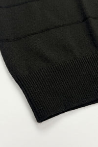 Zwart gebreid T-shirt met textuur voor heren