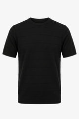 Zwart gebreid T-shirt met textuur voor heren