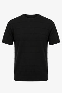 Zwart gebreid T-shirt met textuur voor heren