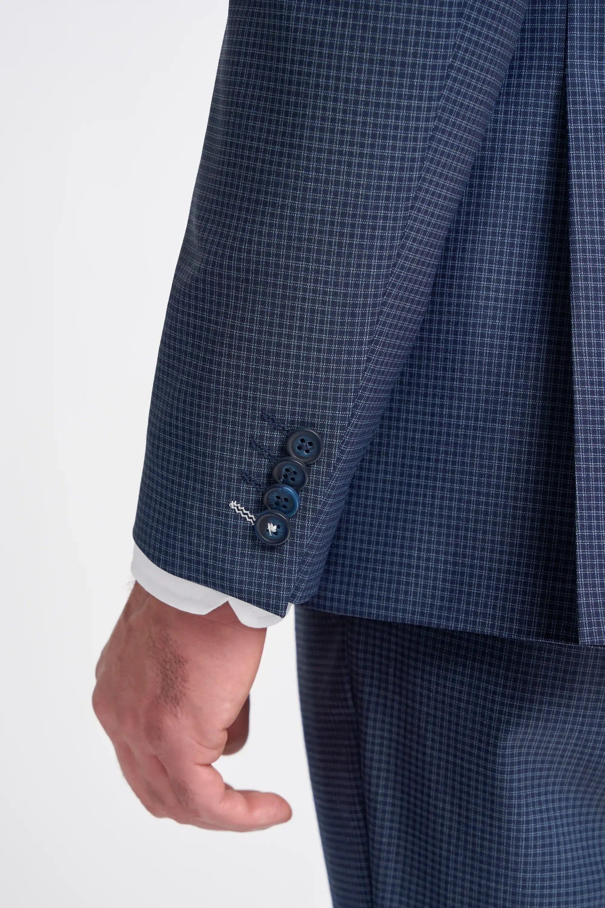 Bond - Men's Navy Check 3 Piece Tailored Fit Suit