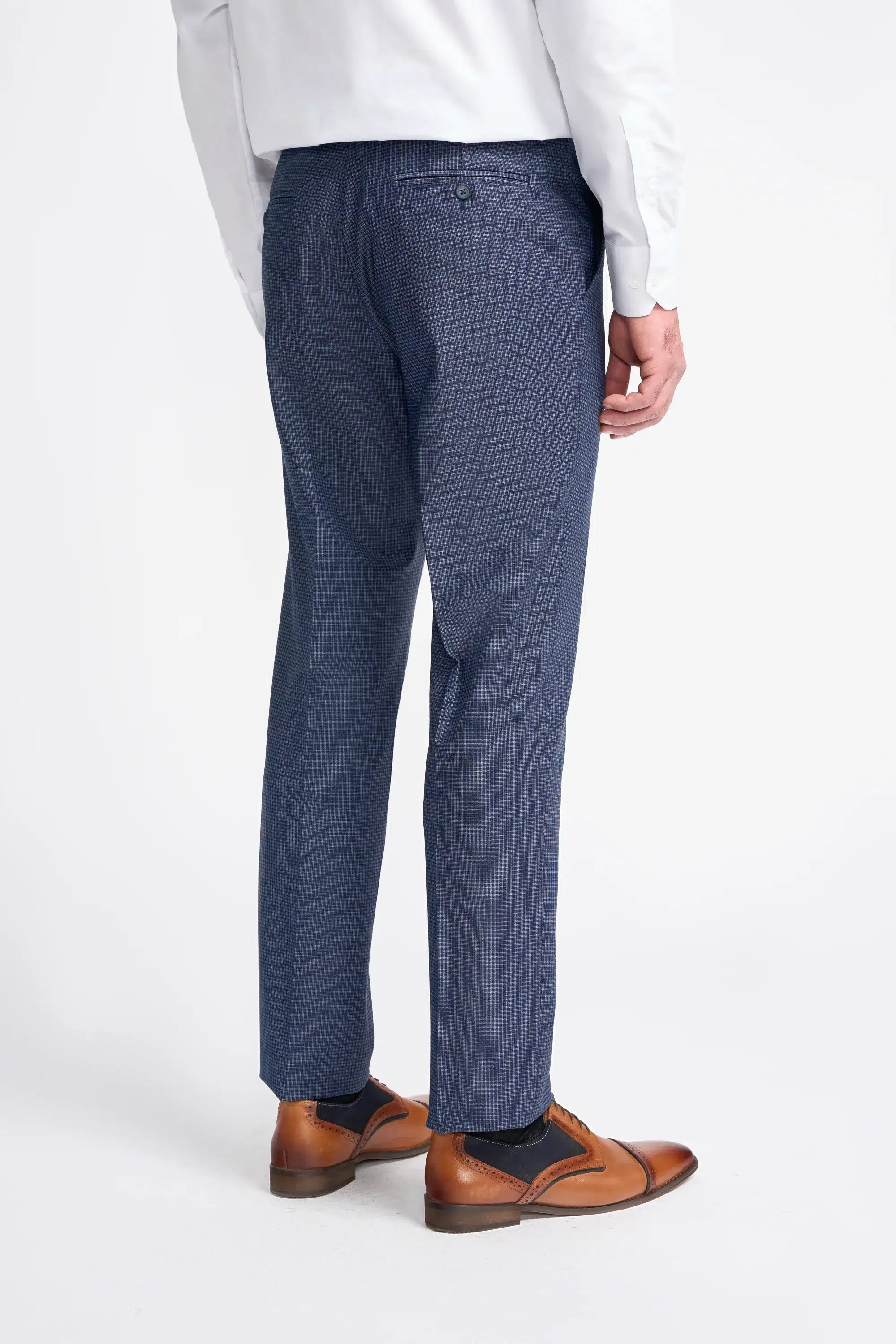 Bond - Men's Navy Check 3 Piece Tailored Fit Suit
