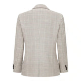 Boys Check Tweed Beige Brown 3 Piece Suit Wedding Vintage Retro Classic