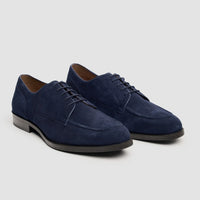 Brera - Klassieke Derby-schoenen met vetersluiting voor heren, gemaakt van marineblauw suède.