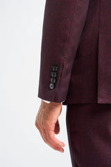 Producttitel: Herenpak met lichtblauw ruitpatroon en contrasterende marineblauwe broek