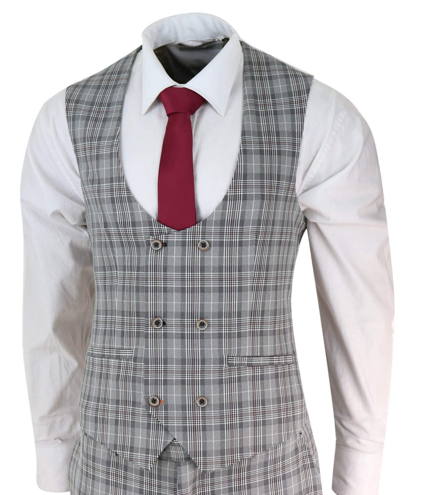 Mens Grey Tweed Check 3 Piece Suit