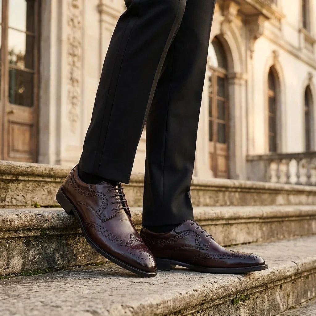 Cambridge - Donkerbruine wingtip brogue derby schoenen voor heren