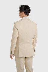 Camden - Beige driedelig pak met ruitpatroon voor heren