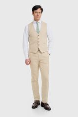 Camden - Beige driedelig pak met ruitpatroon voor heren