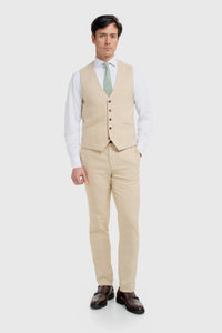 Camden - Beige driedelig pak met ruitpatroon voor heren