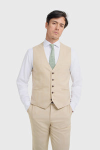 Camden - Beige driedelig pak met ruitpatroon voor heren