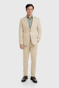 Camden - Beige driedelig pak met ruitpatroon voor heren