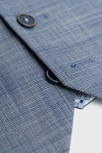 Camden - Blauw driedelig pak met ruitpatroon voor heren
