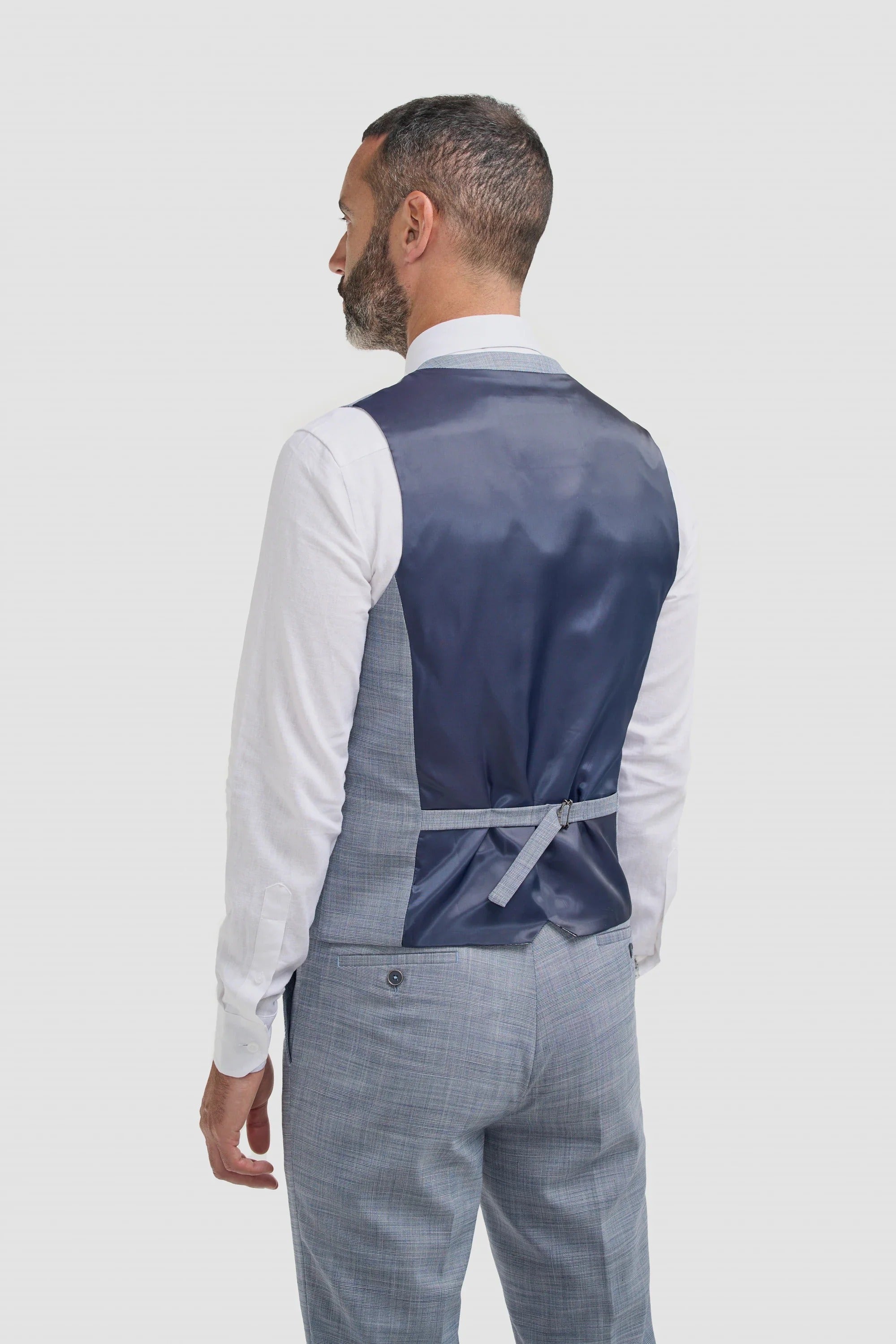 Camden - Blauw driedelig pak met ruitpatroon voor heren