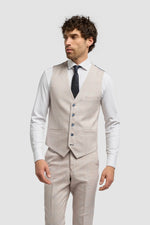 Caridi - Heren Tweed Beige Trouwvest