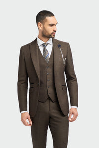 Caridi - Heren Tweed Bruin Blazer