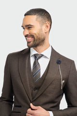 Caridi - Heren Tweed Bruin Blazer