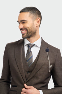Caridi - Heren Tweed Bruin Blazer