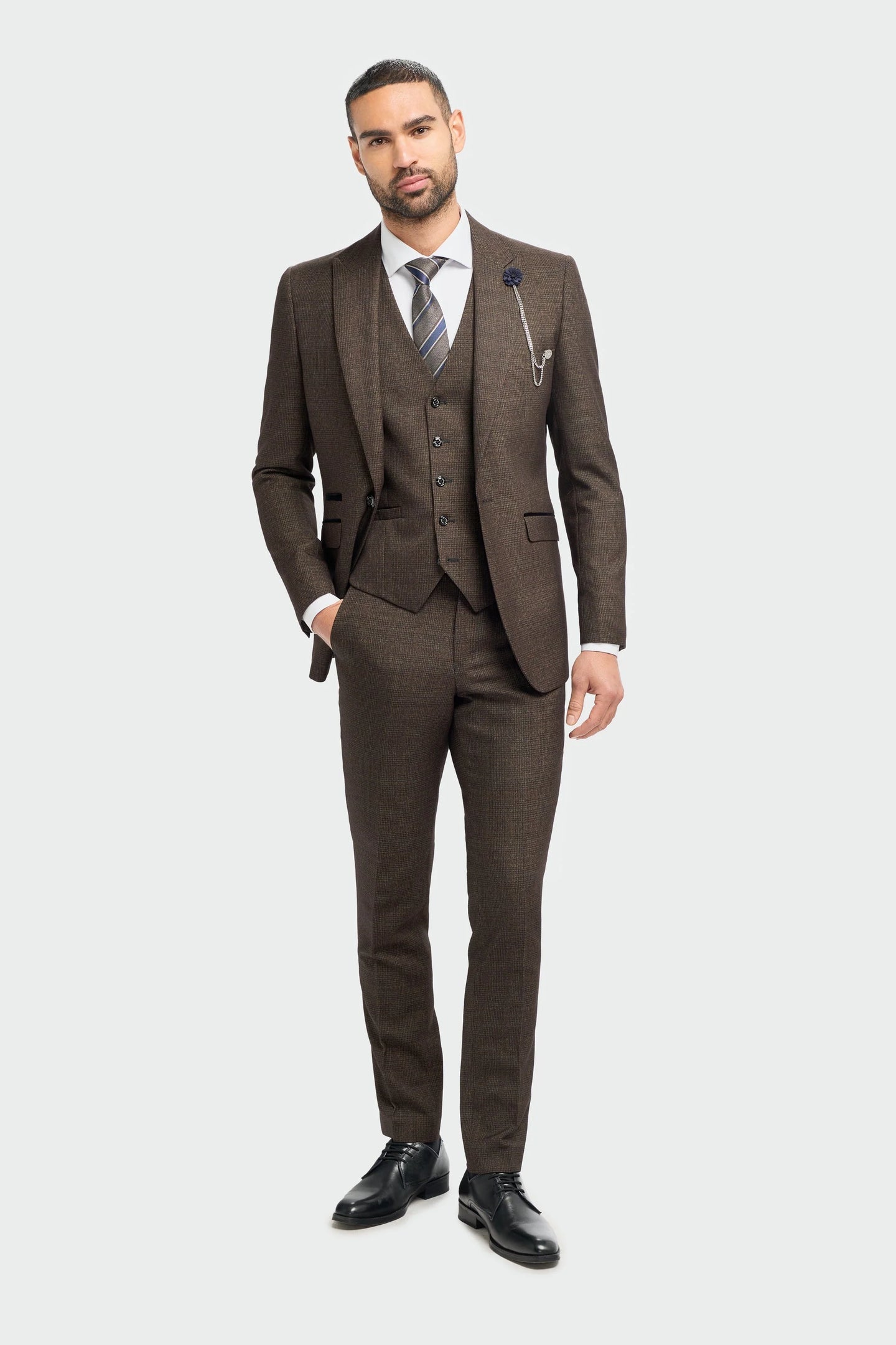 Caridi - Heren Tweed Bruin Blazer