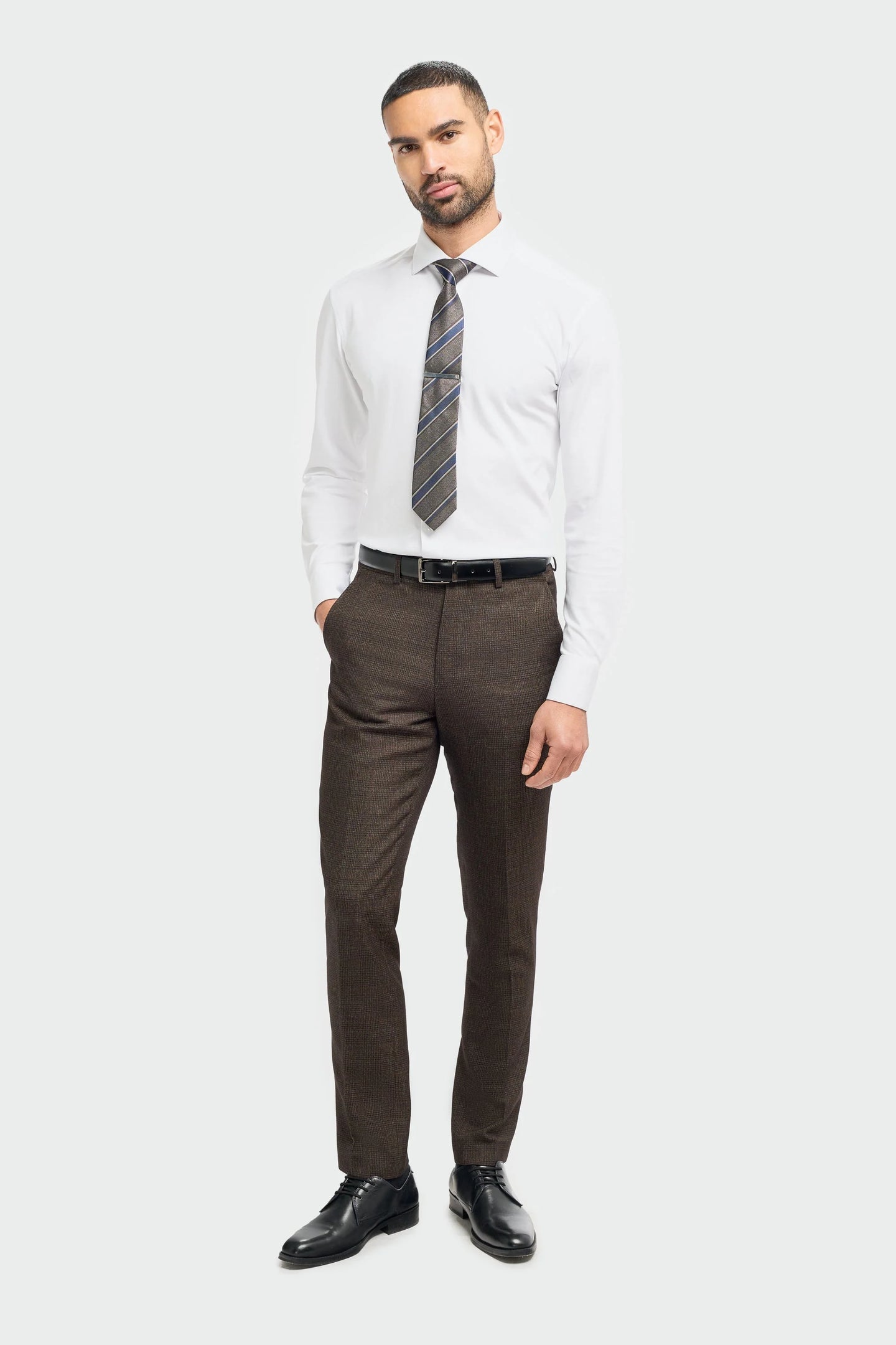 Caridi - Heren Tweed Bruine Broek
