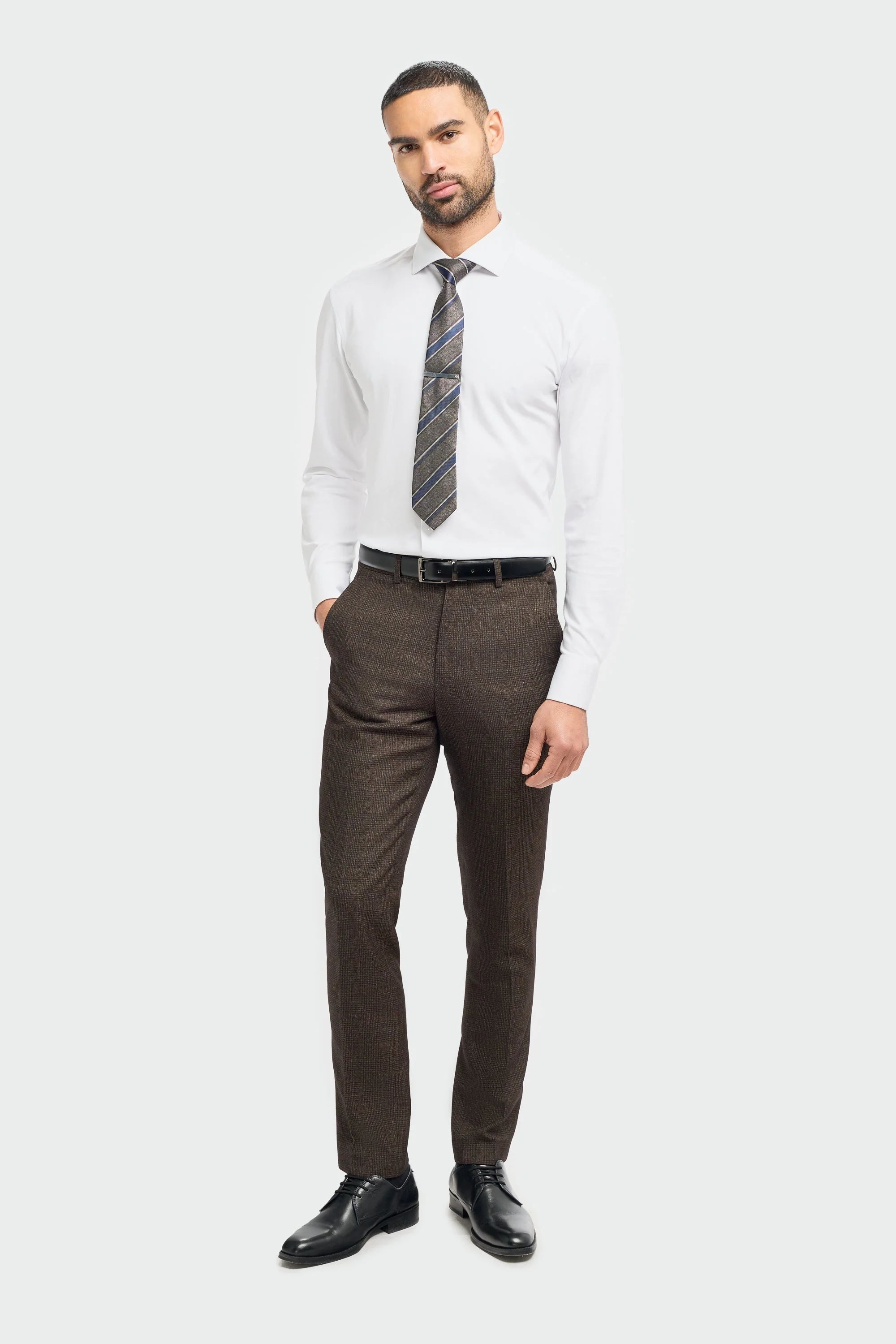Caridi - Heren Tweed Bruine Broek