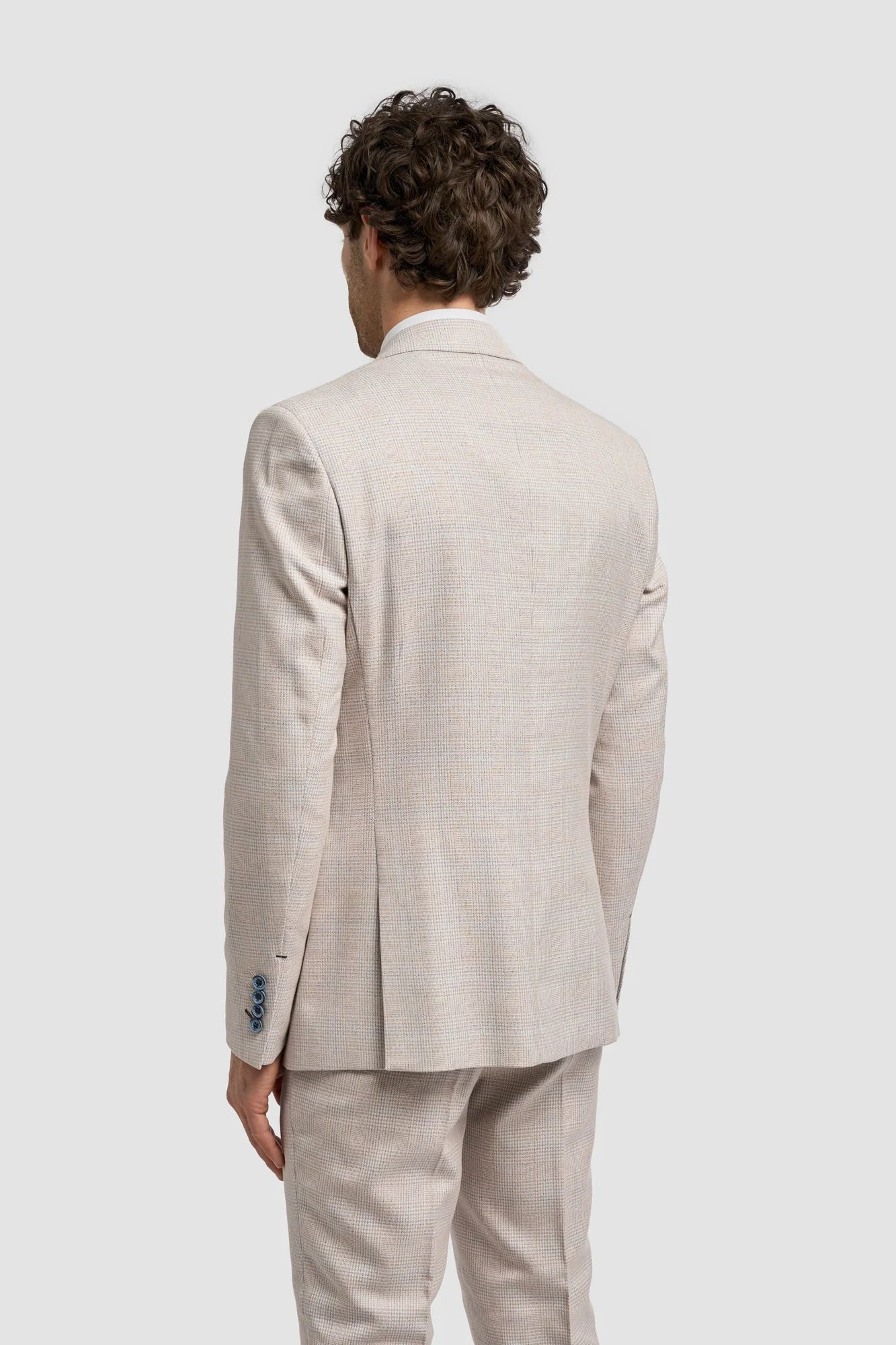 Caridi - Tweed beige heren trouwblazer