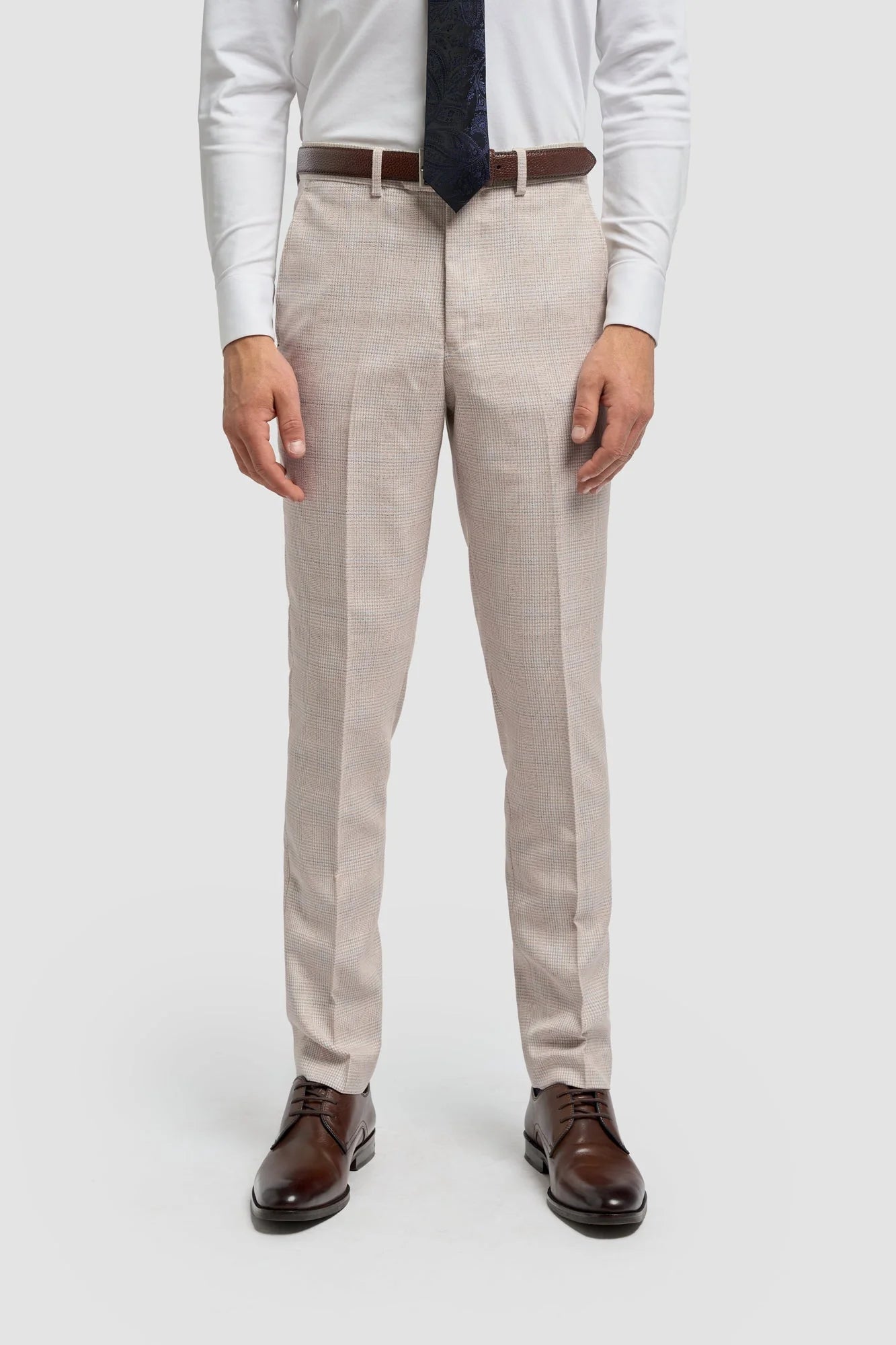 Caridi - Tweed beige herenbruidsbroek