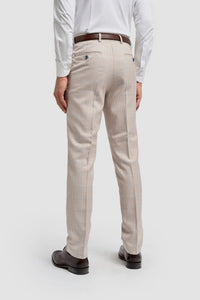 Caridi - Tweed beige herenbruidsbroek