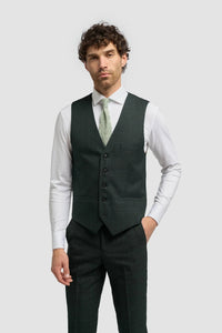 Caridi - Heren olijfgroen tweed gilet