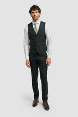 Caridi - Heren olijfgroen tweed gilet