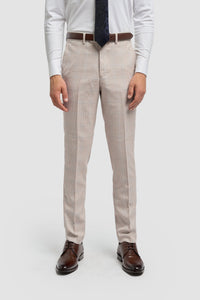 Caridi - Tweed beige herenbruidsbroek
