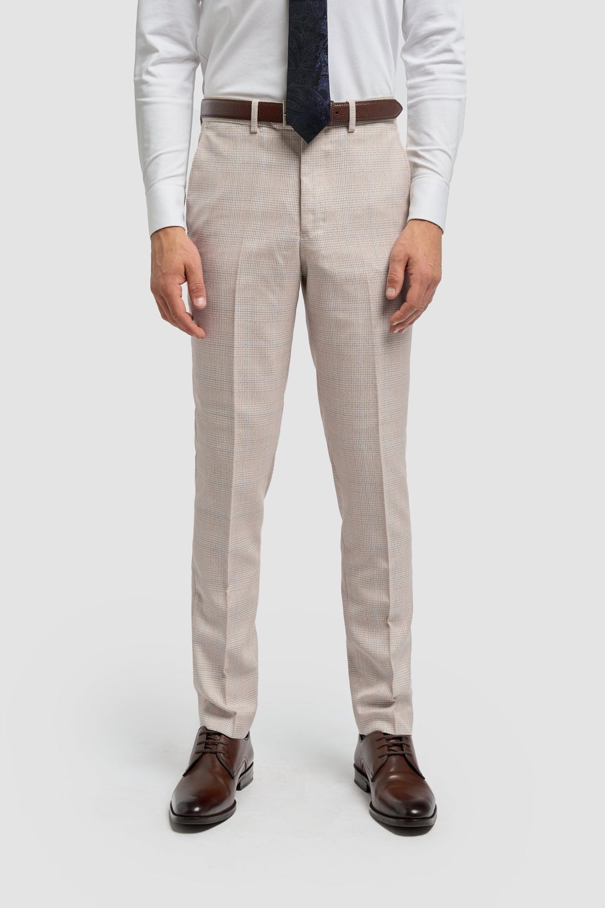 Caridi - Tweed beige herenbruidsbroek