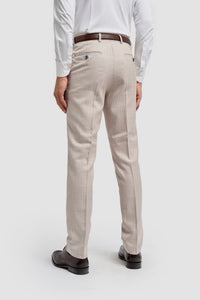 Caridi - Tweed beige herenbruidsbroek