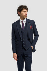 Caridi - Heren Tweed Marineblauwe Blazer
