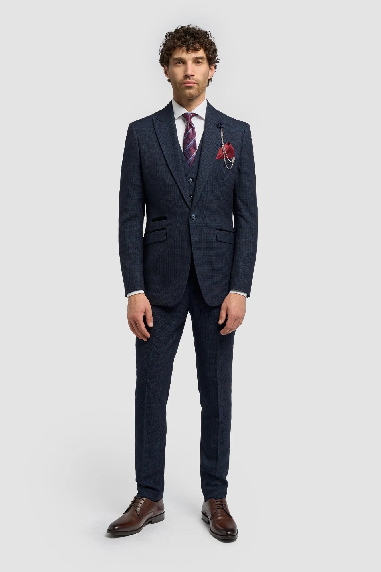 Caridi - Heren Tweed Marineblauwe Blazer