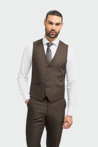 Caridi - Heren Tweed Bruin Vest