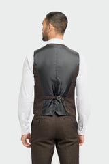 Caridi - Heren Tweed Bruin Vest