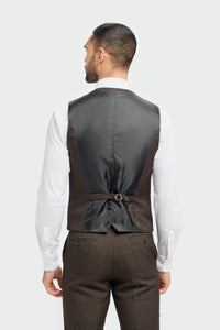 Caridi - Heren Tweed Bruin Vest