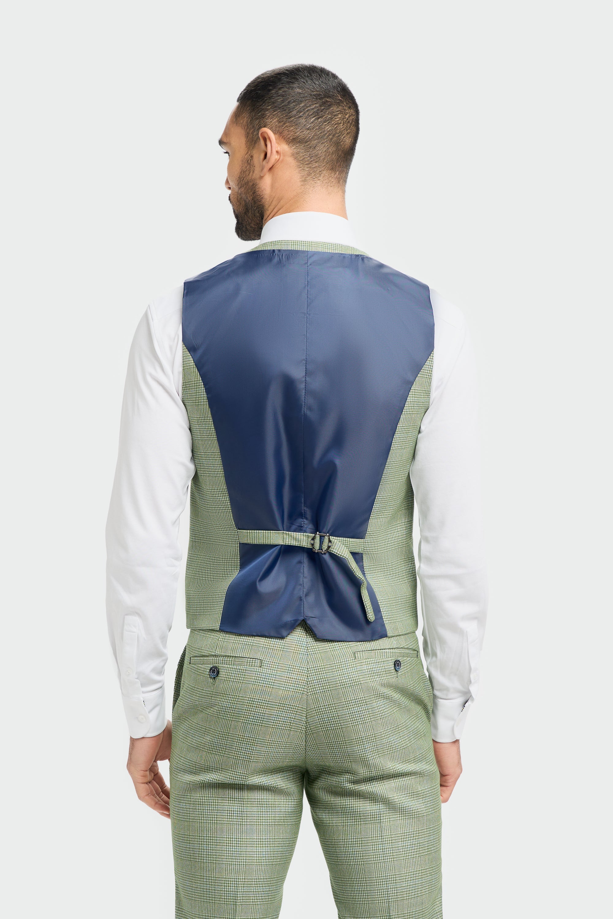 Caridi - Heren Sage Green Geruit Vest