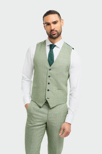 Caridi - Heren Sage Green Geruit Vest