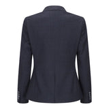 Caridi - Dames tweed marineblauw geruite blazer wollen jas jaren 20