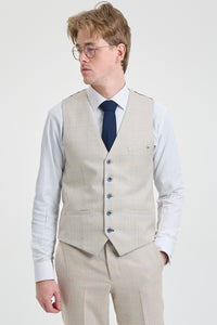 Crèmekleurig 3-delig trouwpak voor heren - Cavani Caridi