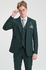 Heren 3-delig geruit pak, tweed, olijfgroen, op maat gemaakt, bruiloft Peaky Classic