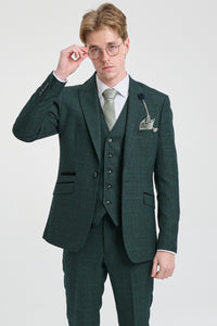Heren 3-delig geruit pak, tweed, olijfgroen, op maat gemaakt, bruiloft Peaky Classic