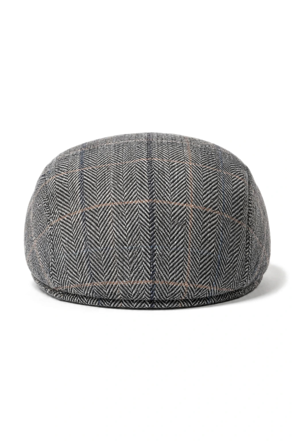 Cavani Albert Heren Tweed Platte Pet - Visgraat Tweed Wollen Grandad Platte Hoeden Vintage - Bruin/Antracietgrijs