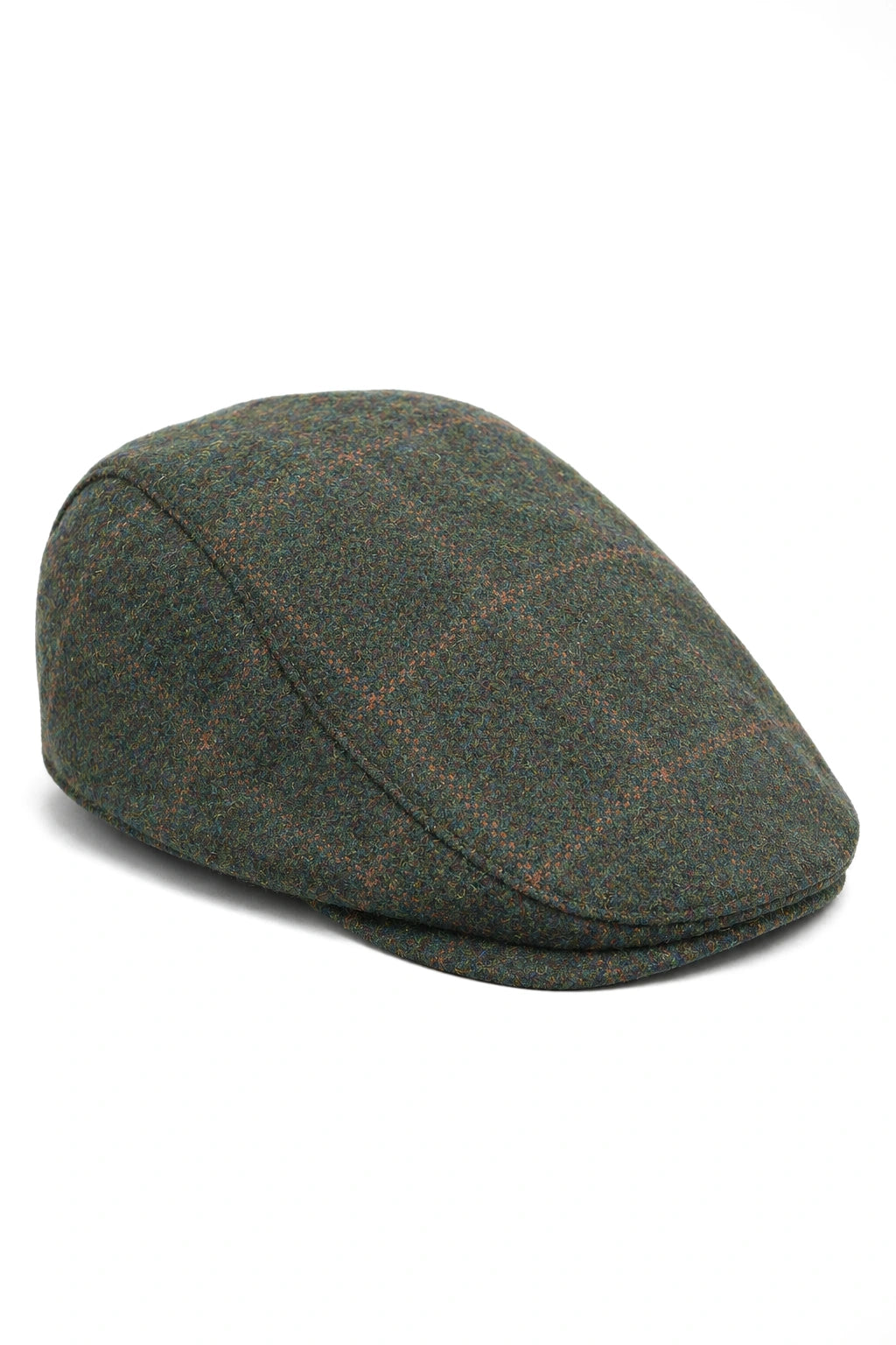 Cavani Kempson Flat Cap - Heren Tweed Wollen Geruite Grandad Hoed Vintage - Olijfgroen/Marineblauw