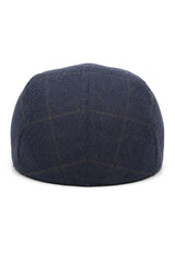 Cavani Kempson Flat Cap - Heren Tweed Wollen Geruite Grandad Hoed Vintage - Olijfgroen/Marineblauw