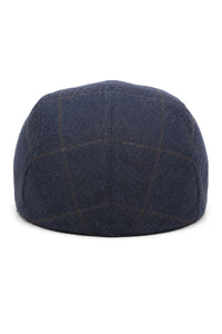 Cavani Kempson Flat Cap - Heren Tweed Wollen Geruite Grandad Hoed Vintage - Olijfgroen/Marineblauw